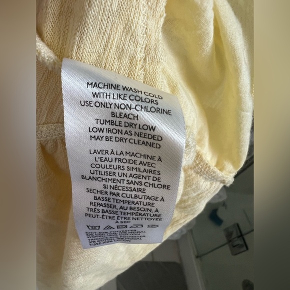 NWT new FREE PEOPLE Claire Tee medium reed yellow ruffle eyelet oversized - Picture 10 of 16